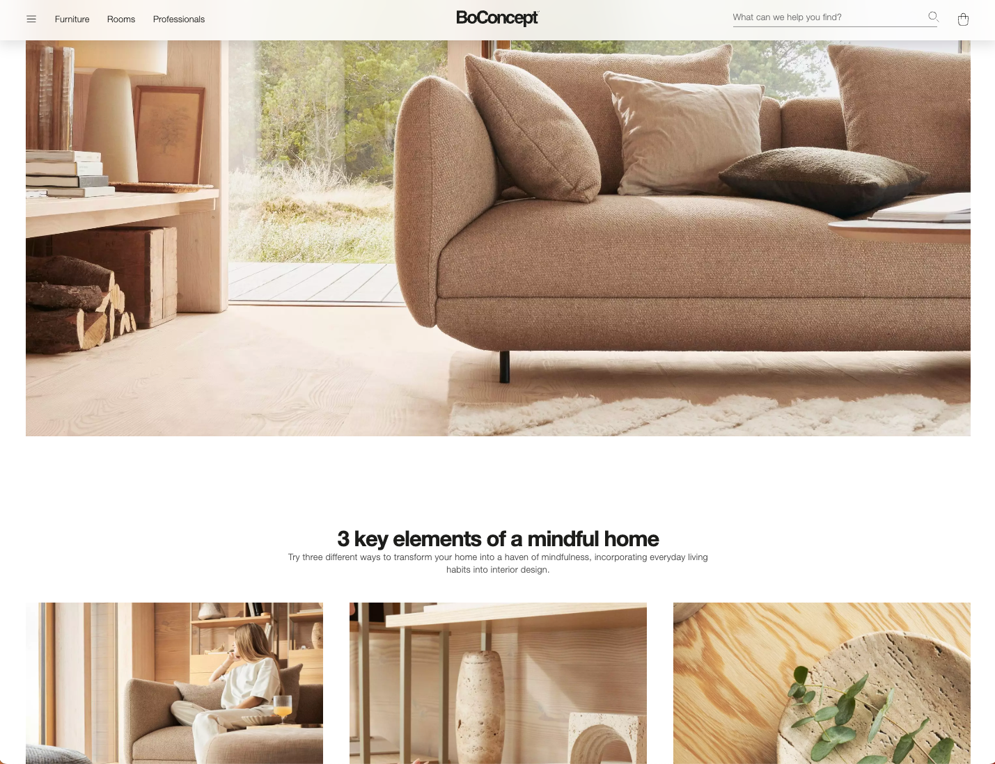 Eksempel på brug af billeder i long-form content fra BoConcept