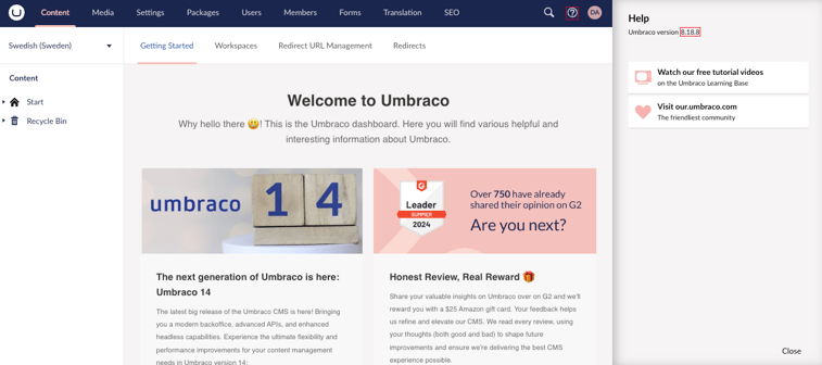 Umbraco8version